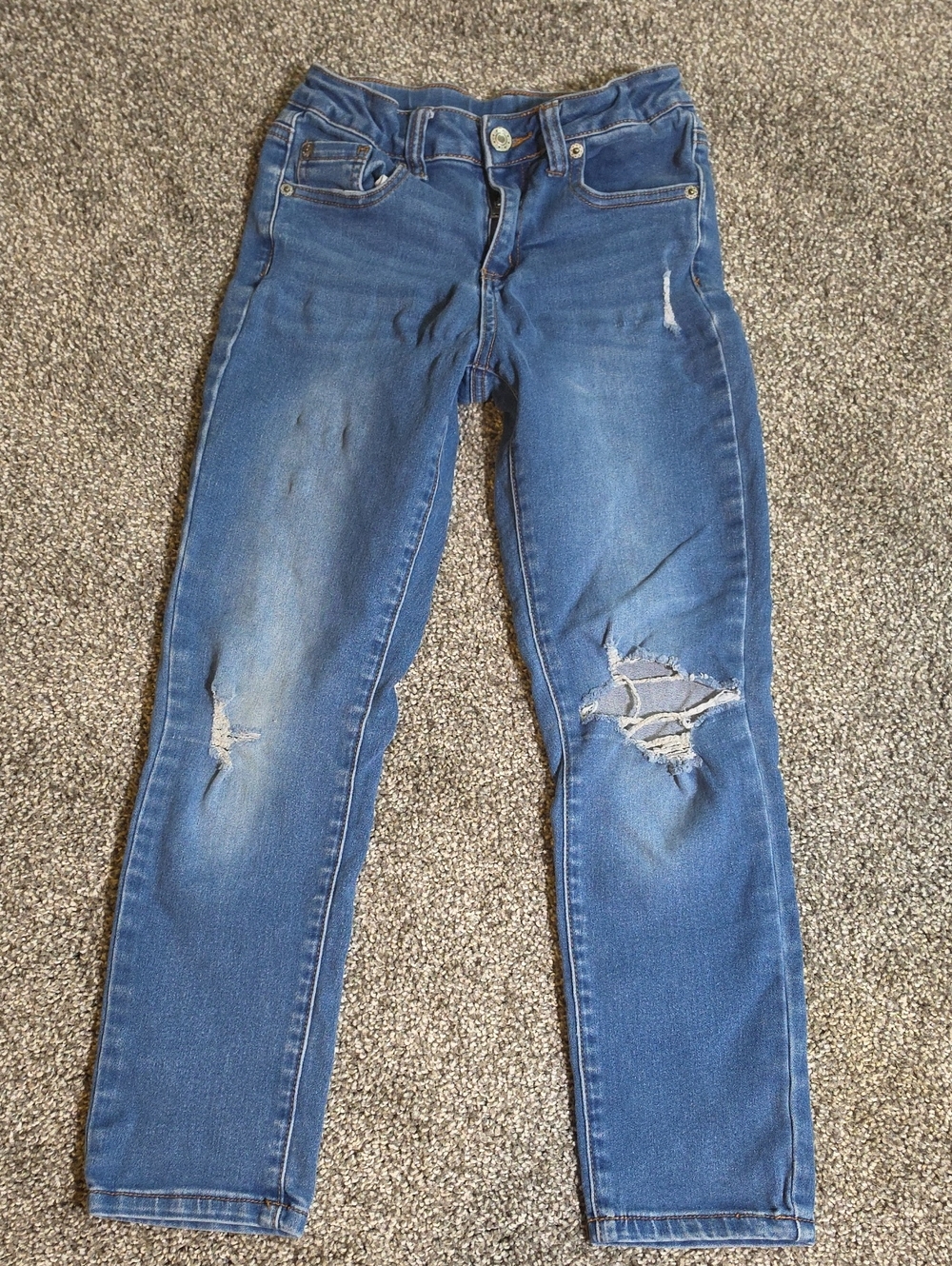 Classic Blue Distressed Girls Jeans 8